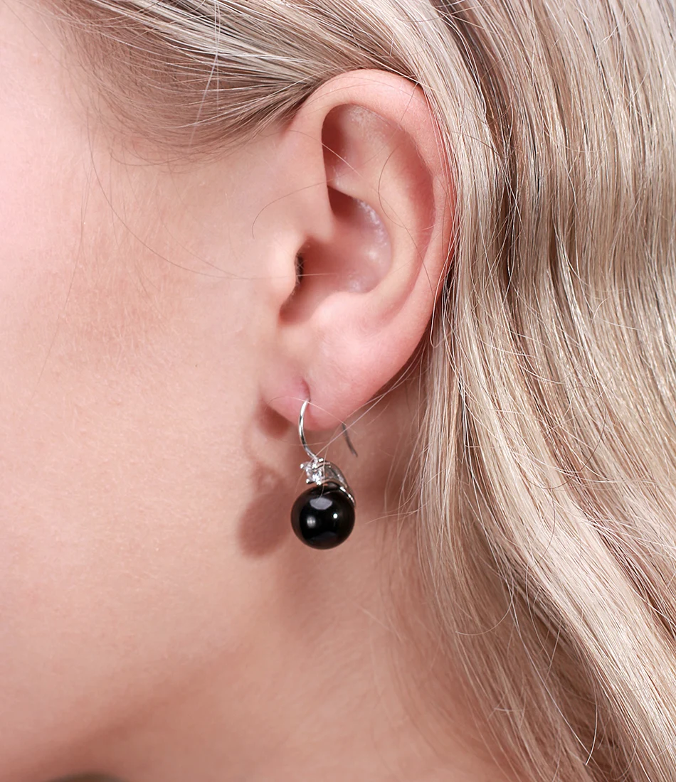 ORSA JEWELS, 925 пробы, серебряные женские Висячие серьги, набор, AAA циркон, модные серьги с искусственным жемчугом, ювелирное изделие, SE85