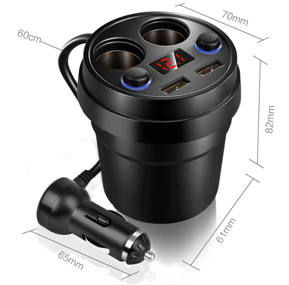 Новое автомобильное зарядное устройство двойной USB кабель Многофункциональный прикуриватель автомобильное зарядное устройство для телефона адаптер питания автомобильный держатель для чашки адаптер 056