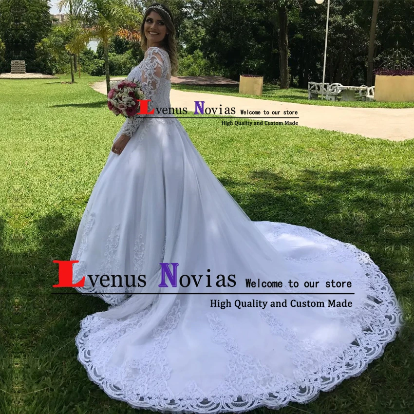 Винтажное бальное платье vestido de noiva роскошное свадебное с длинными рукавами и
