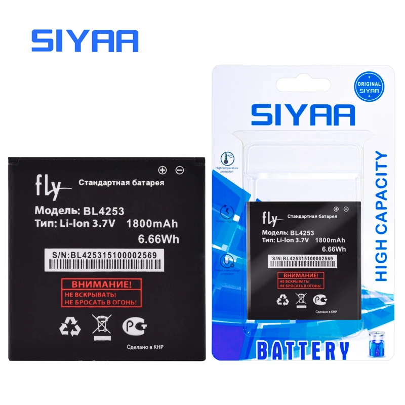 Аккумулятор SIYAA для Fly IQ430 IQ245 IQ246 IQ443 IQ4514 IQ 430 245 246 BL 4253|battery for|battery for fly1800mah battery |