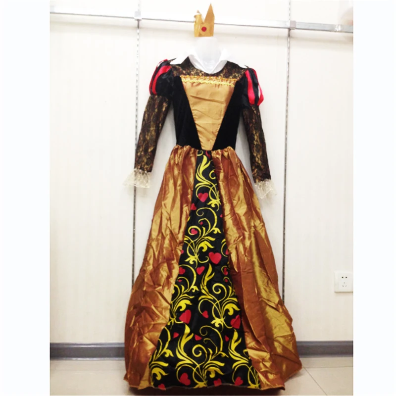 2018 new quality Long sleeve queen of hearts cosplay dress adult Alice In Wonderland costume halloween costumes | Тематическая