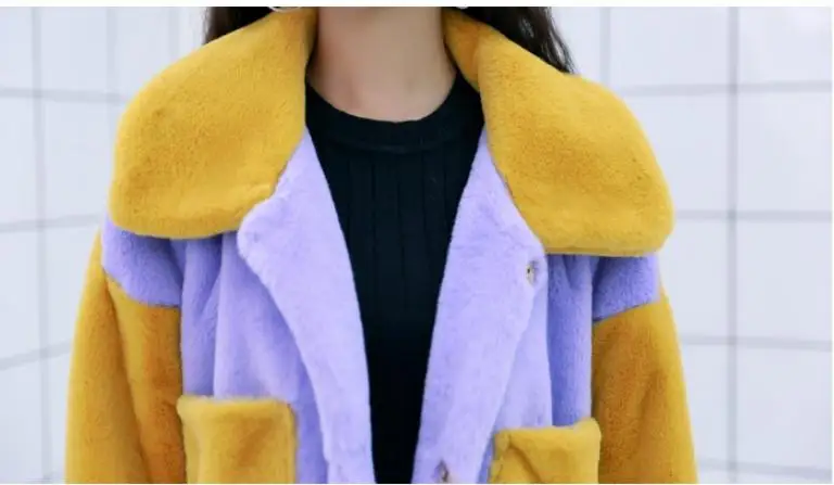 

Sexy Women Cashmere Fur Jacket Winter Warm Coats Patchwork Fashion Female Thick Autumn Man-Made Fur Outwears Clothes S/Xl K929