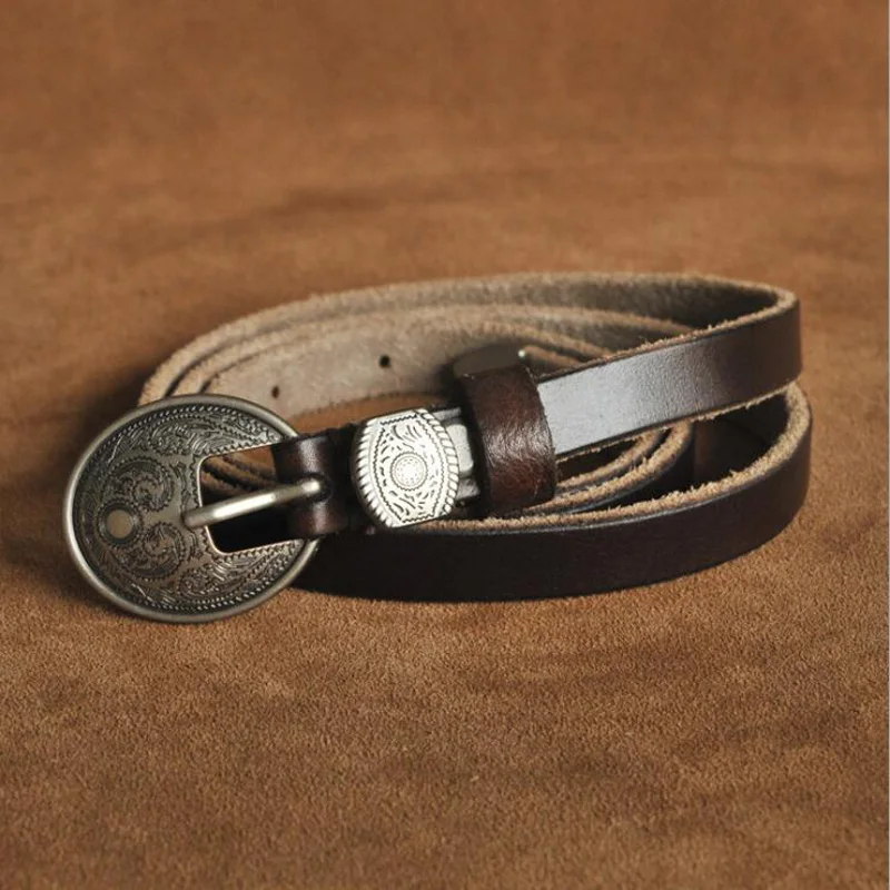 Women Pin Buckle Genuine Leather Belt Vintage Cowskin Skinny Belts Fashion Jeans Dress Strap Waistband Quality Guarantee XKS004