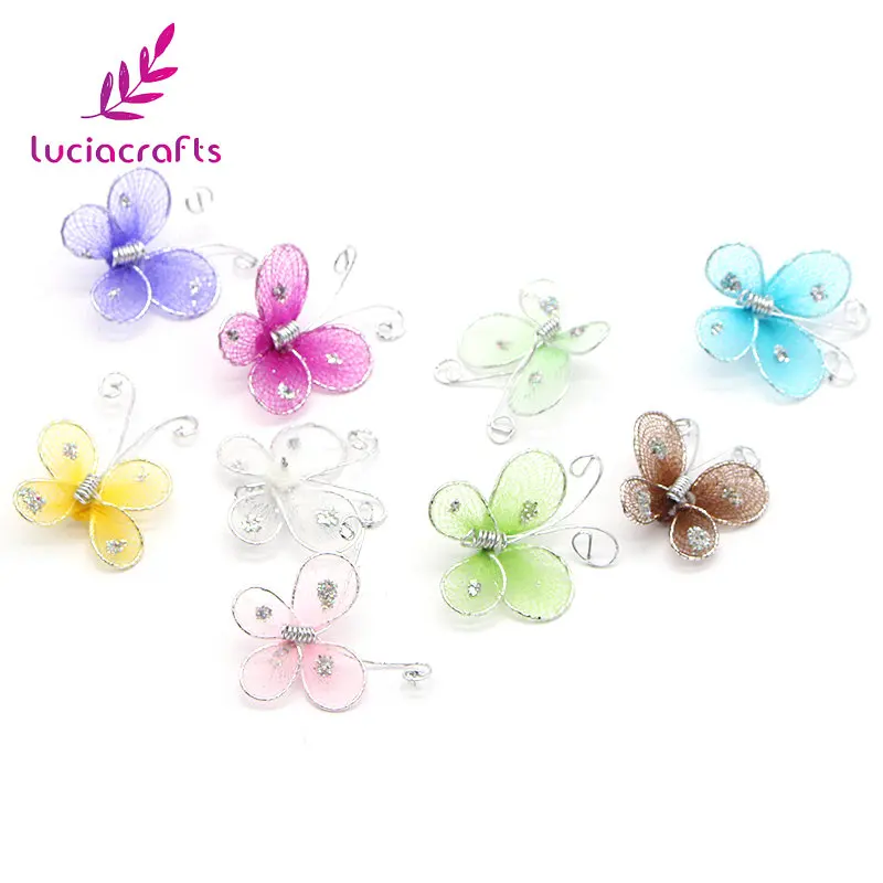 Lucia crafts 24 шт Случайные Смешанные чулки Шелковый цветок Свадебная вечеринка Бант Шпилька Декор DIY материалы ручной работы V0702