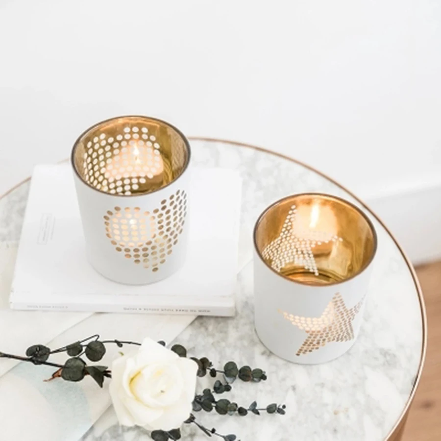 Christmas Candle Holder Modern Glass White Wedding Lantern Tea Light Centros De Mesa Moroccan Decor 40K0061 | Дом и сад