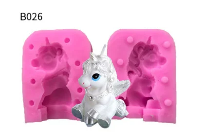 

Unicorn shaped sugar cake baking tool 3D DIY hand soap silica gel mould B026