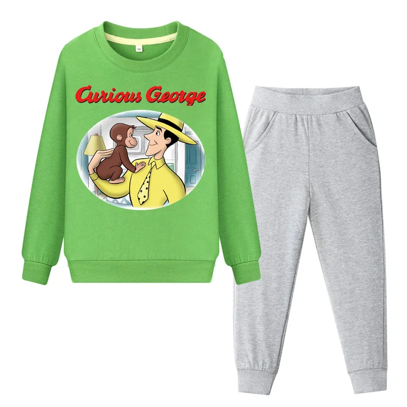 Детский спортивный костюм из 100% хлопка комплект одежды с принтом Любопытный