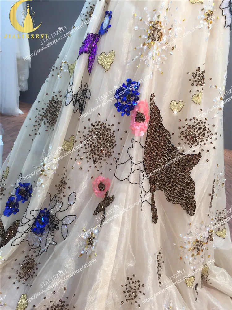 JIALINZEYI настоящий образец изображения Рейн Сексуальная Elie Saab Холтер чампанж блестки модные сексуальные половина спинки Вечерние платья