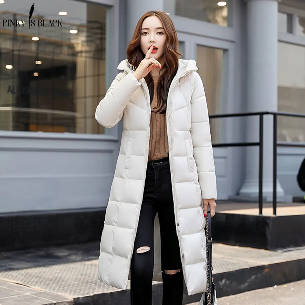 PinkyIsBlack Warm Winter Jackets Women Fashion cotton padded Long Parkas Casual Hooded Winter Coat Women Thicken Slim
