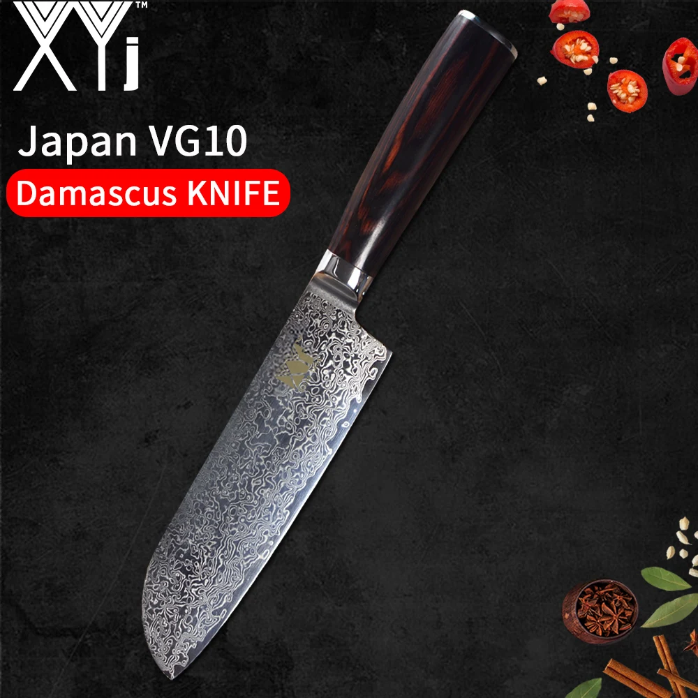 XYj VG10 Core 67 Слои Дамаск Сталь Ножи набор фруктов универсальный нож Santoku разделочные