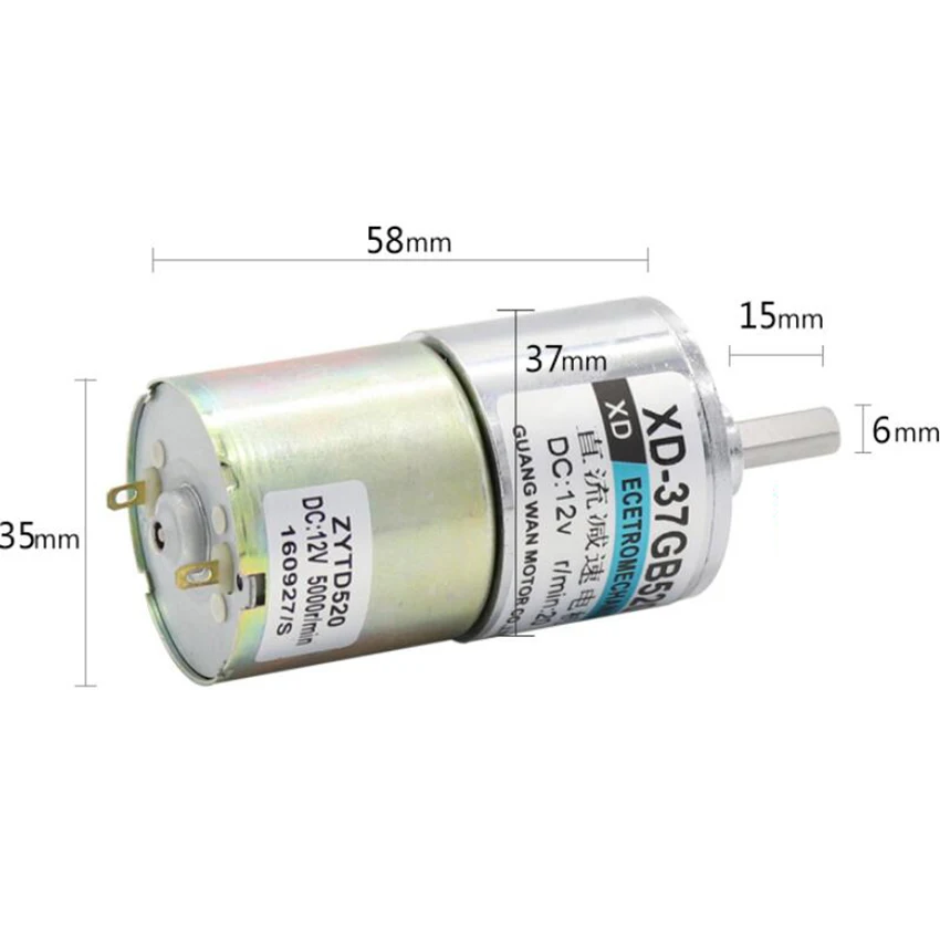 12V/24V 10wr XD 37GB520 миниатюрный DC двигатель с редуктором низкая скорость высокий