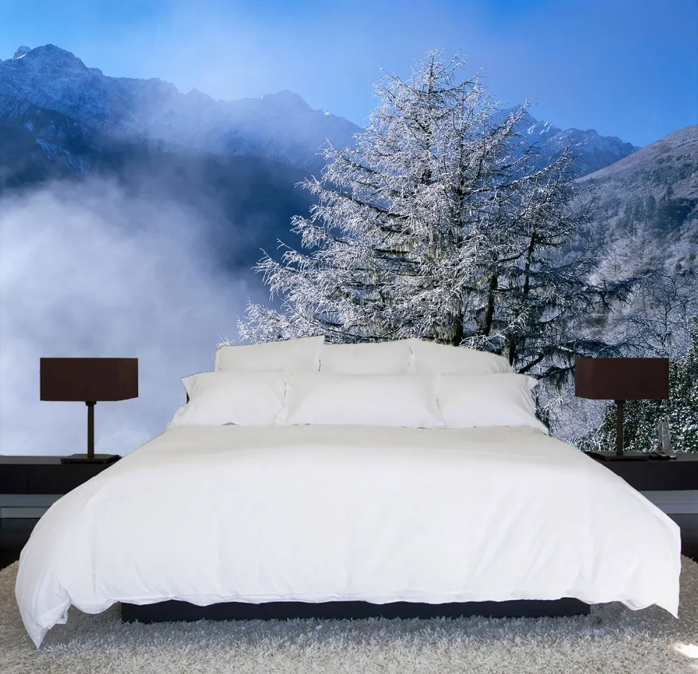 

[Self-Adhesive] 3D Fog Snow Mountain Tree 12 Wall Paper mural Wall Print Decal Wall Murals