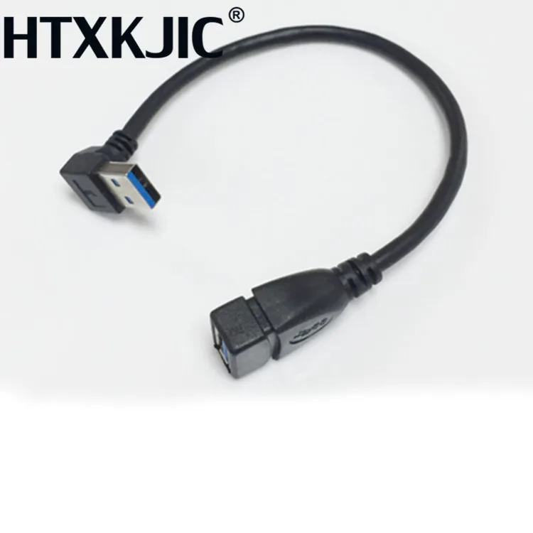 Переходник USB 3 0 штекер-гнездо M/F синий 90 градусов вертикальный левый правый вверх