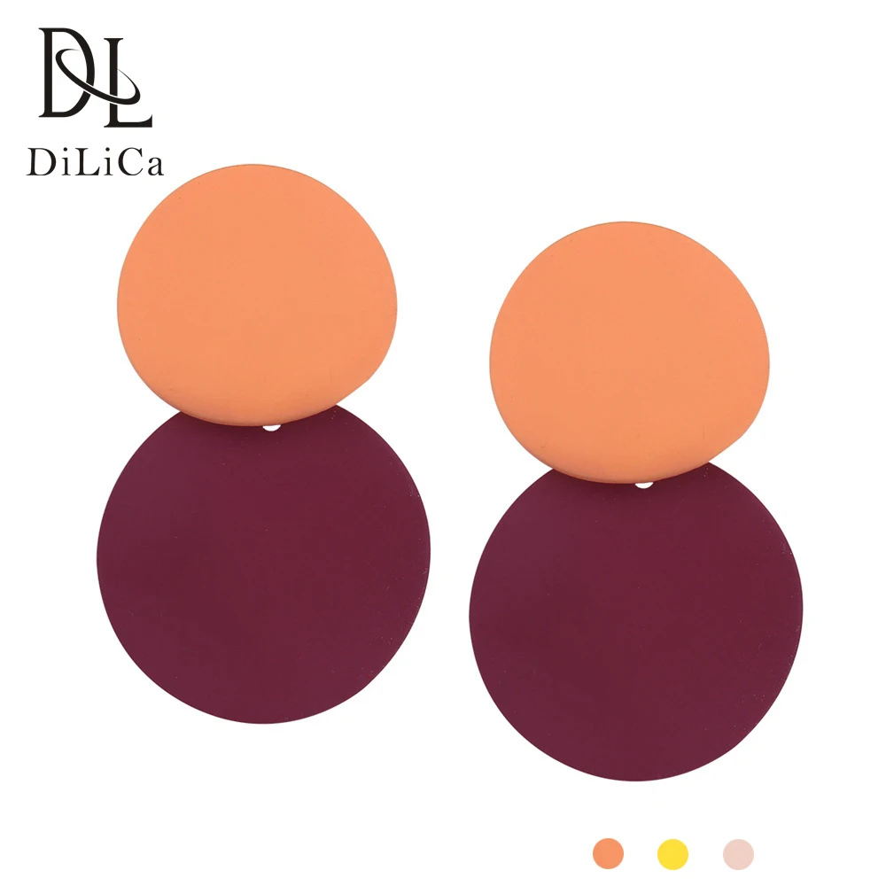 

DiLiCa Trendy Korean Style Earrings for Women Statement Earrings 2018 Female Alloy Round Earring Dangle Jewelry kolczyki