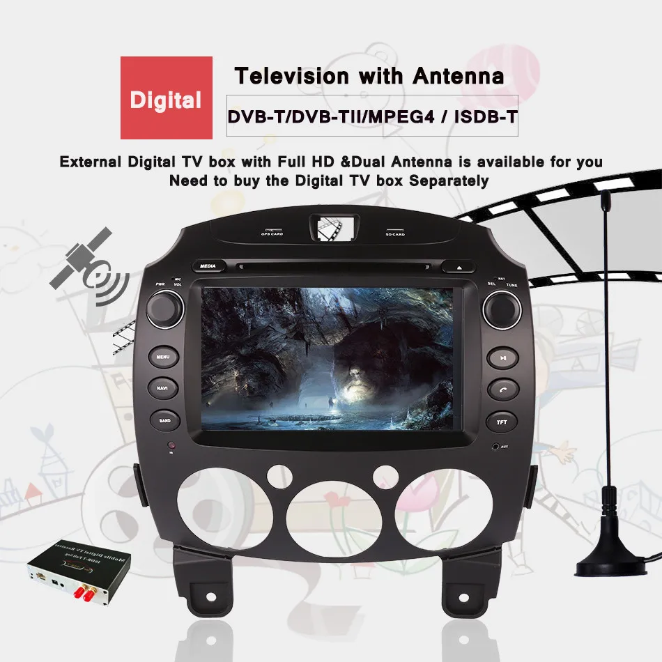 Автомобильный DVD-плеер с бесплатной картой 8 " 2 Din стерео навигация для Mazda Mazda2 2010