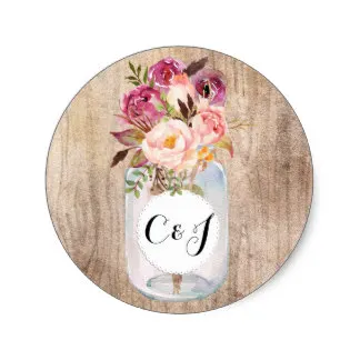 3 8 см деревенский каменщик банка Акварель Цветы дерево Свадьба классическая