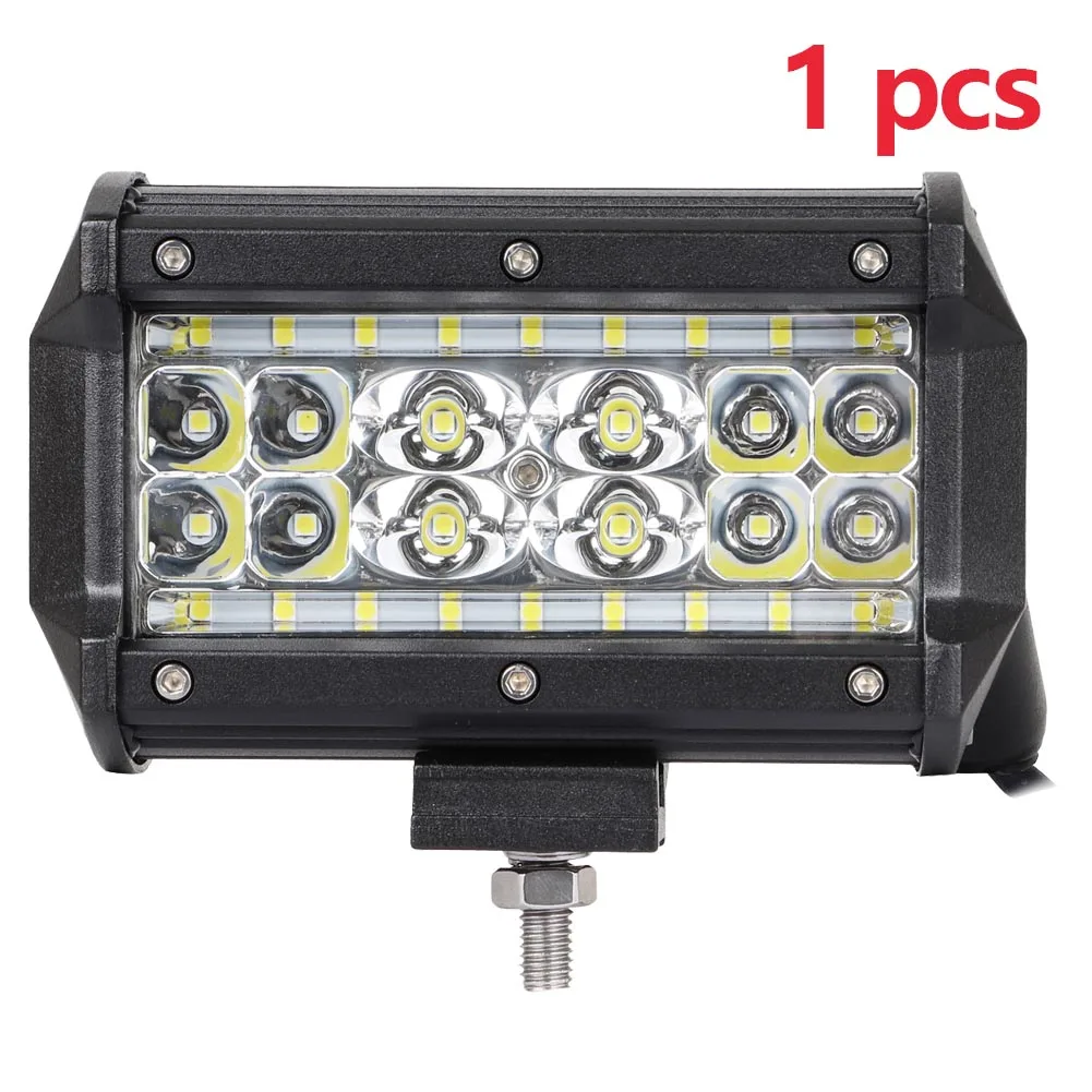 1pcs ADZOON Offroad 5 дюймов 72 Вт Светодиодный светильник для работы 12 в 24 В для автомобиля, грузовика, внедорожника, лодки 4X4 4WD для прицепа, вагона, пикапа, вождения, светодиодный светильник - Цвет: 1pcs