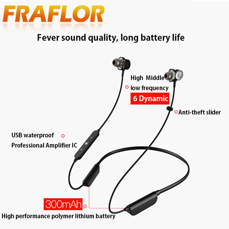 Водонепроницаемая Спортивная гарнитура TWS для телефона шесть устройств три