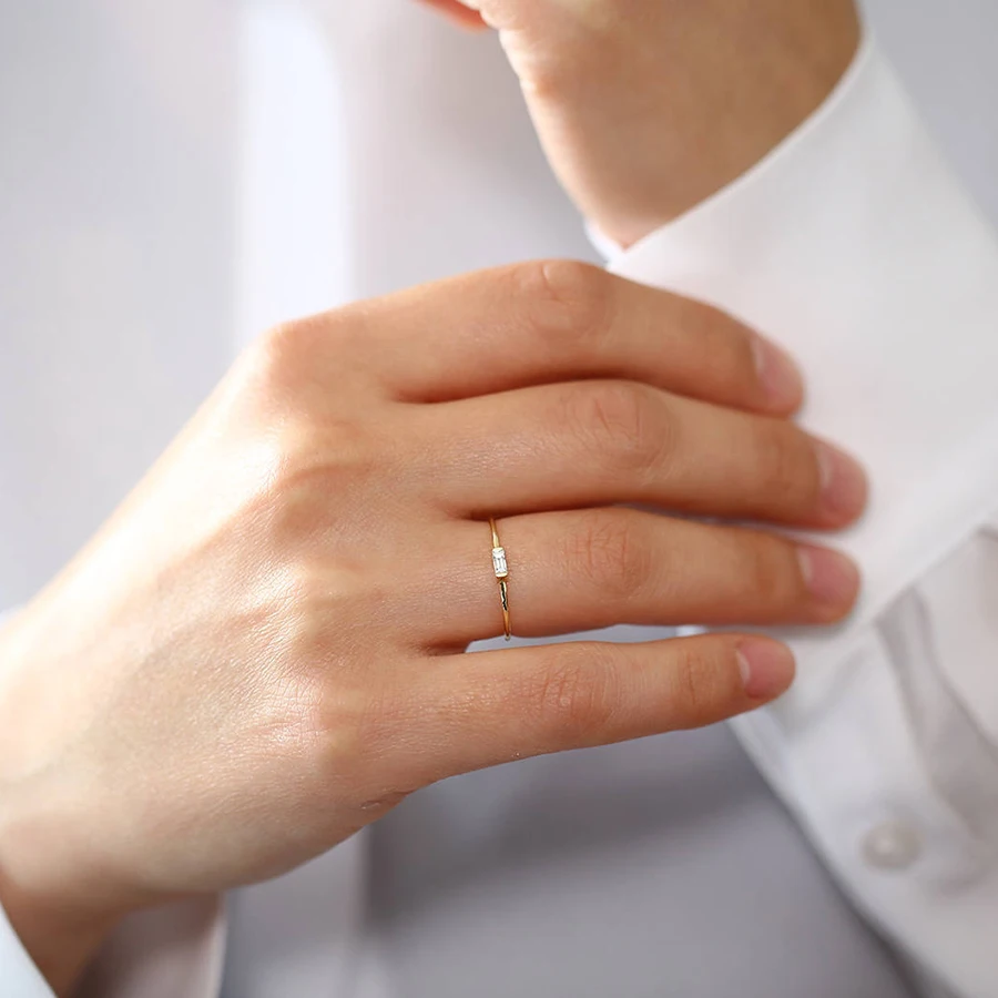 14 К желтого золота Изумрудный Муассанит обручение кольцо lab Diamond Solitaire