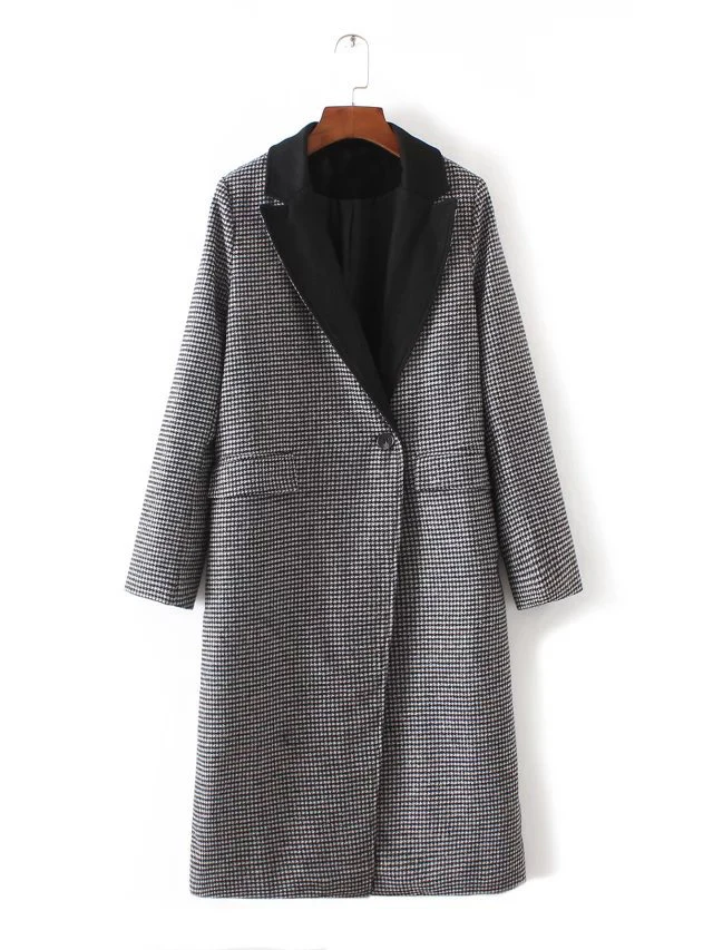 Bella Philosophy 2016 autumn winter Fashion temperament Houndstooth woolen coat jacket | Женская одежда
