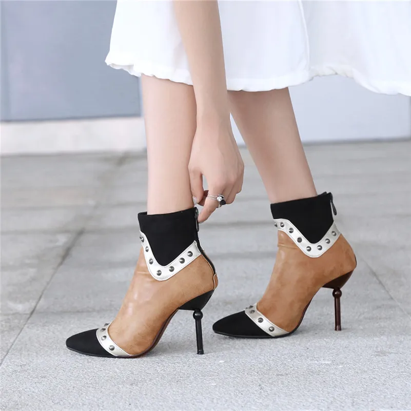 CONASCO/новые женские ботильоны Танцевальная обувь на высоком каблуке с заклепками