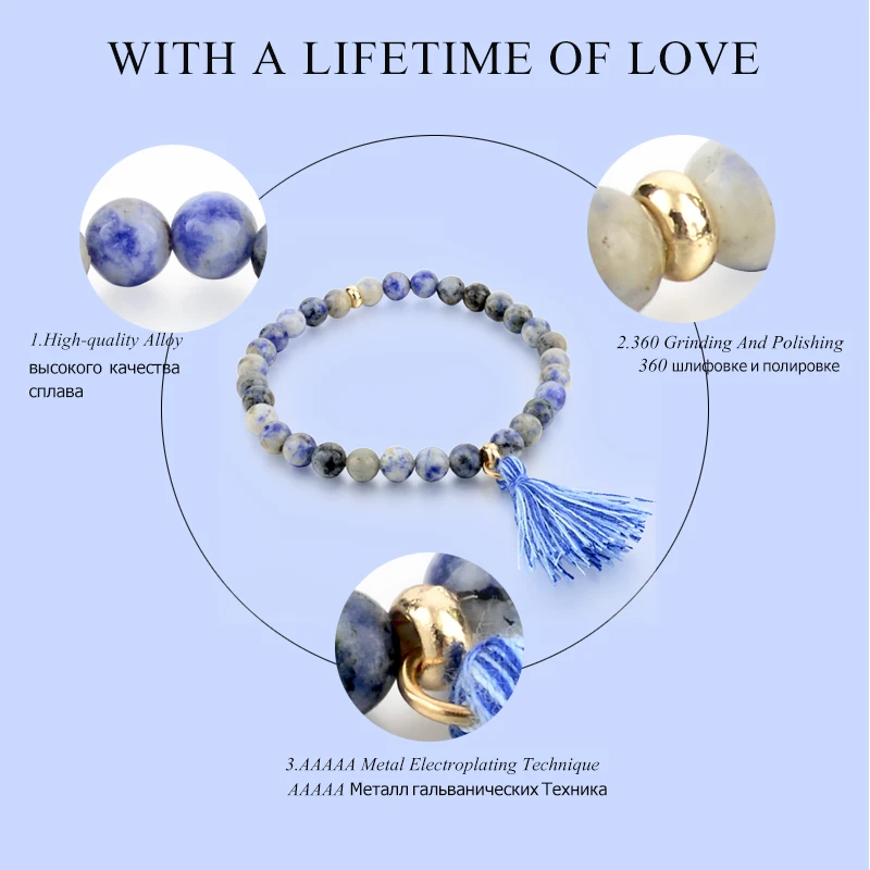 Браслеты CHICVIE из натурального камня для женщин и девушек синие браслеты цепочки с
