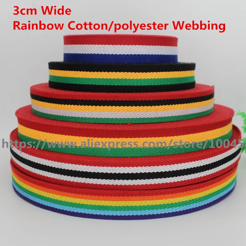 Лента из хлопка/полиэстера шириной 3 см радужная лента для сумок ремней поясов