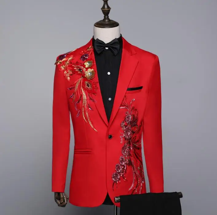 Красный Блейзер с блестками мужское официальное платье новейший дизайн пальто и