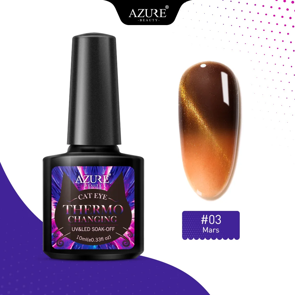 03 AZURE BEAUTY термальный кошачий глаз УФ-гель для ногтей лазурный УФ-гель для ногтей Полупостоянный магнит Led Гибридный гвоздь гель-эмаль 10 мл - Цвет: 03