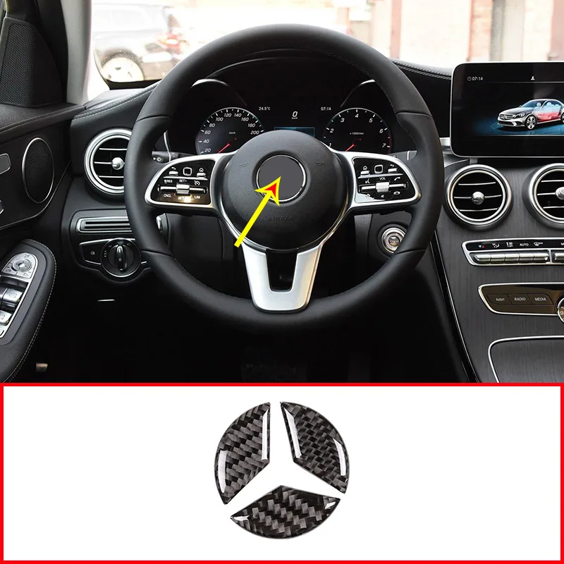 Наклейки на руль из натурального углеродного волокна для Mercedes Benz C Class W205