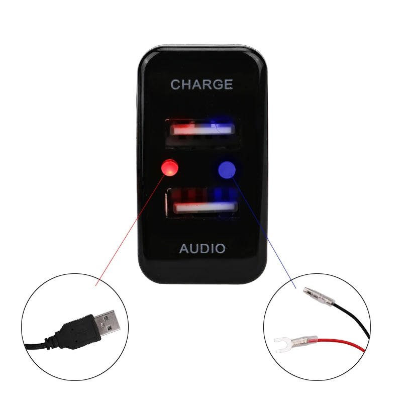 5V 2.1A Автомобильный USB интерфейс разъем зарядное устройство адаптер и аудио вход