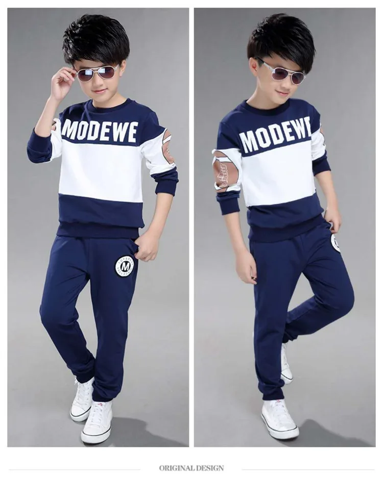 Binhbet Boys Tracksuits 2018 Autumn Children White Black Long Sleeve Jacket + Pants Outfit Kids Clothing Sets Age 3-10 T |