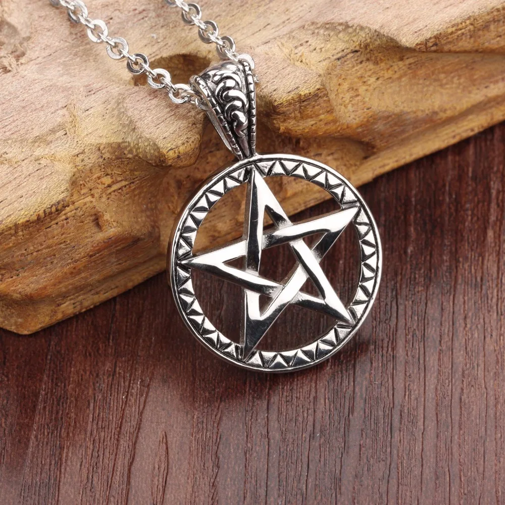 Пентаграмма из нержавеющей стали кулон Пентакль Pegan Wiccan ведьма средневековая готика ожерелье мужские Ювелирные изделия Подарки
