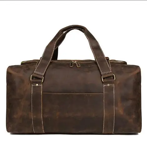 new style genuine leather solid travel duffle for men high quality