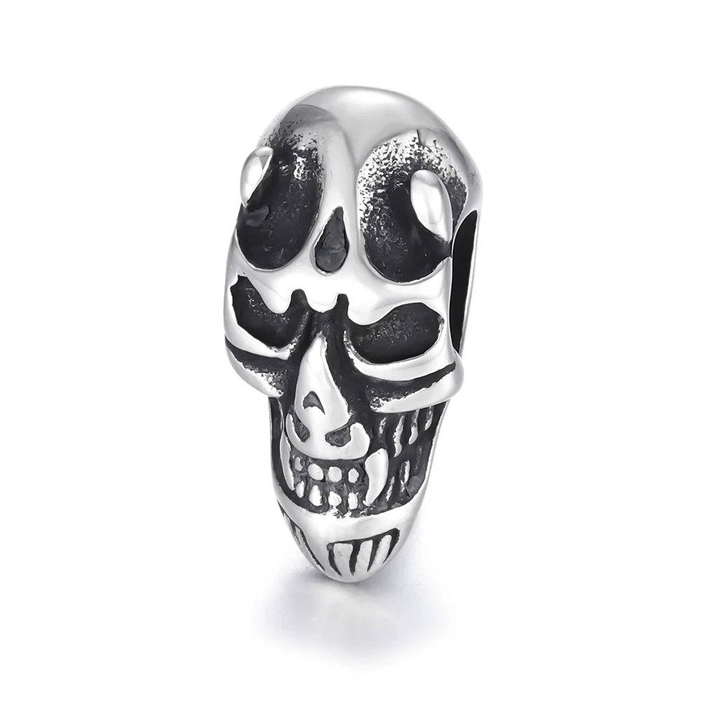 Skull bead 4 Нержавеющая сталь бусины в форме черепа большое отверстие бусины 6 мм Слайд Подвески DIY Для мужчин браслет расходные материалы для изготовления ручной работы ювелирных изделий - Цвет: Skull bead 4