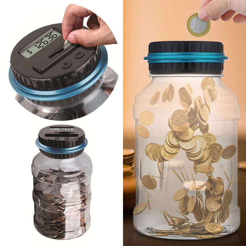2.5L электронная цифровая банка для монет, копилка для монет, коробка для хранения монет, коробка для Евро GBP денег, ЖК-счетчик, копилка