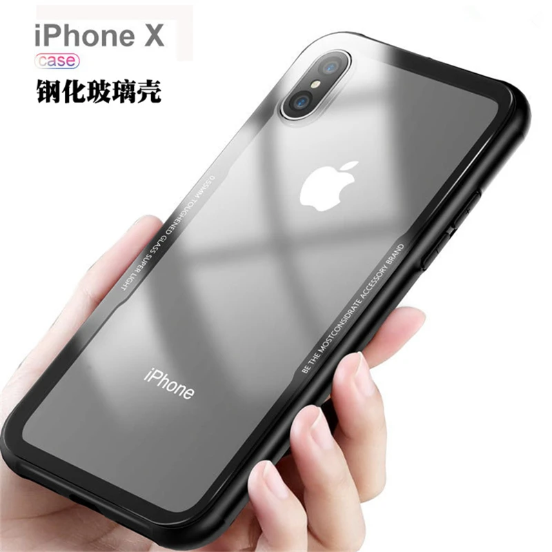 Новинка чехол для iphone X прочное стекло противоударный мягкий край Apple прозрачный x