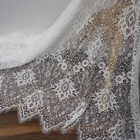 high end off whiteblack color in stock wedding lace fabrics eyelash lace tissue 2018 new and nice pattern women dresses lace