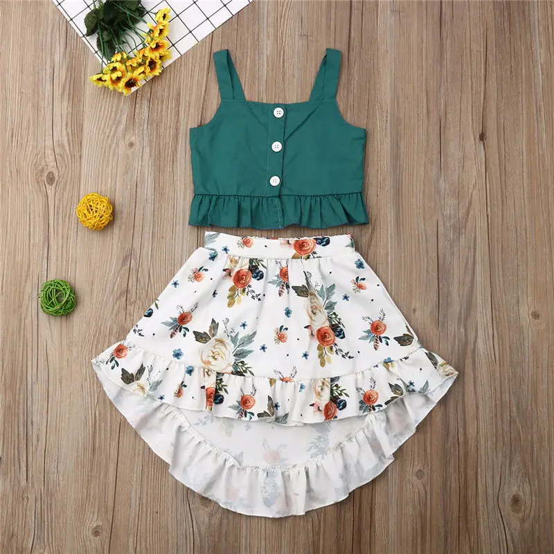 Emmababy 2 шт. топы с оборками для маленьких девочек платья цветочным рисунком летние