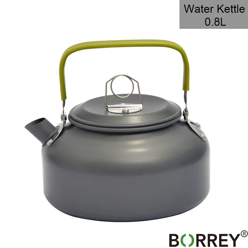 BORREY 0.8L Открытый чайник для воды алюминиевый сплав горшок для кемпинга набор для приготовления пищи складной портативный открытый пикник горшок чайник с сумкой - Цвет: 0.8L Kettle