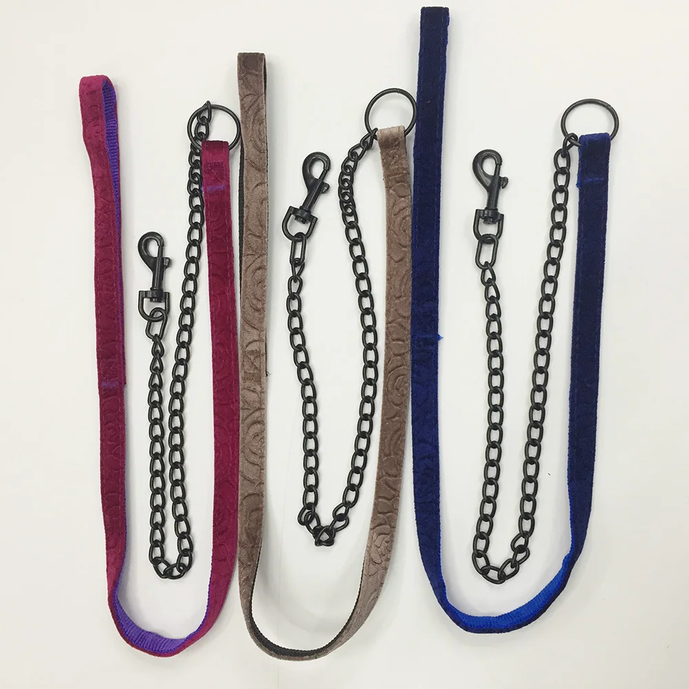 

60pcs/lot Dog Leash leather Safety Training Protect Dog in Traffic pet traction rope anti-bite metal pet dog metal Chain