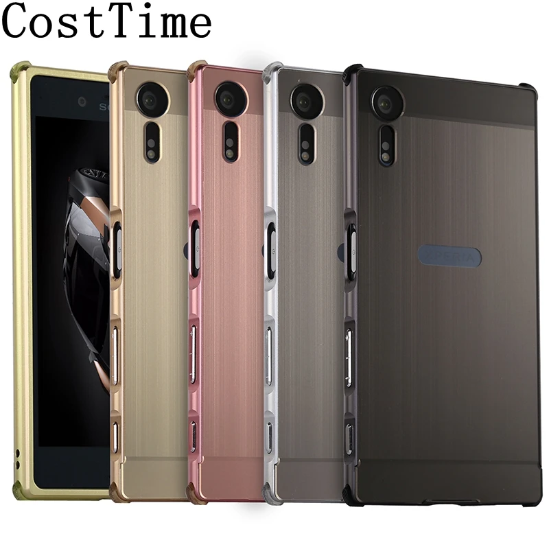 Золотое напыление алюминия зеркало рамка бампер + матовый pc back cover case для sony xperia xzs