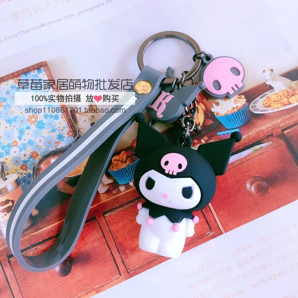 Sanrio, Hello Kitty My Melody Cinnamoroll Марка pom-Pom Purin BADTZ-MARU Xo мультяшная сумка для ключей подвеска брелок для девочек детей - Цвет: Черный