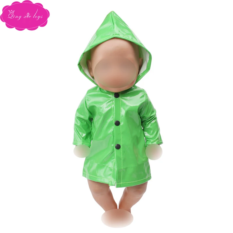 43 см детская Одежда для кукол Качественный Зеленый водонепроницаемый плащ