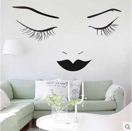 Девочка черно-белые настенные наклейки с карикатурами, творческое оформление для гостиной спальни.