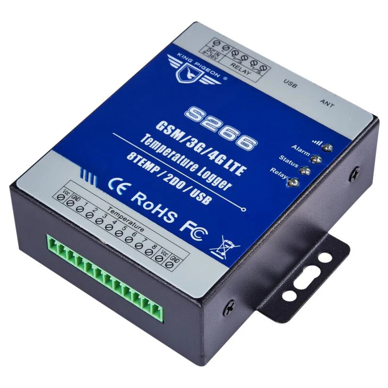 3G 4G LTE Cellular Telemetry Kits GPRS Data Logger Temperature Recorder supports high/low limit alert with 8 Temp Sensor S266 |