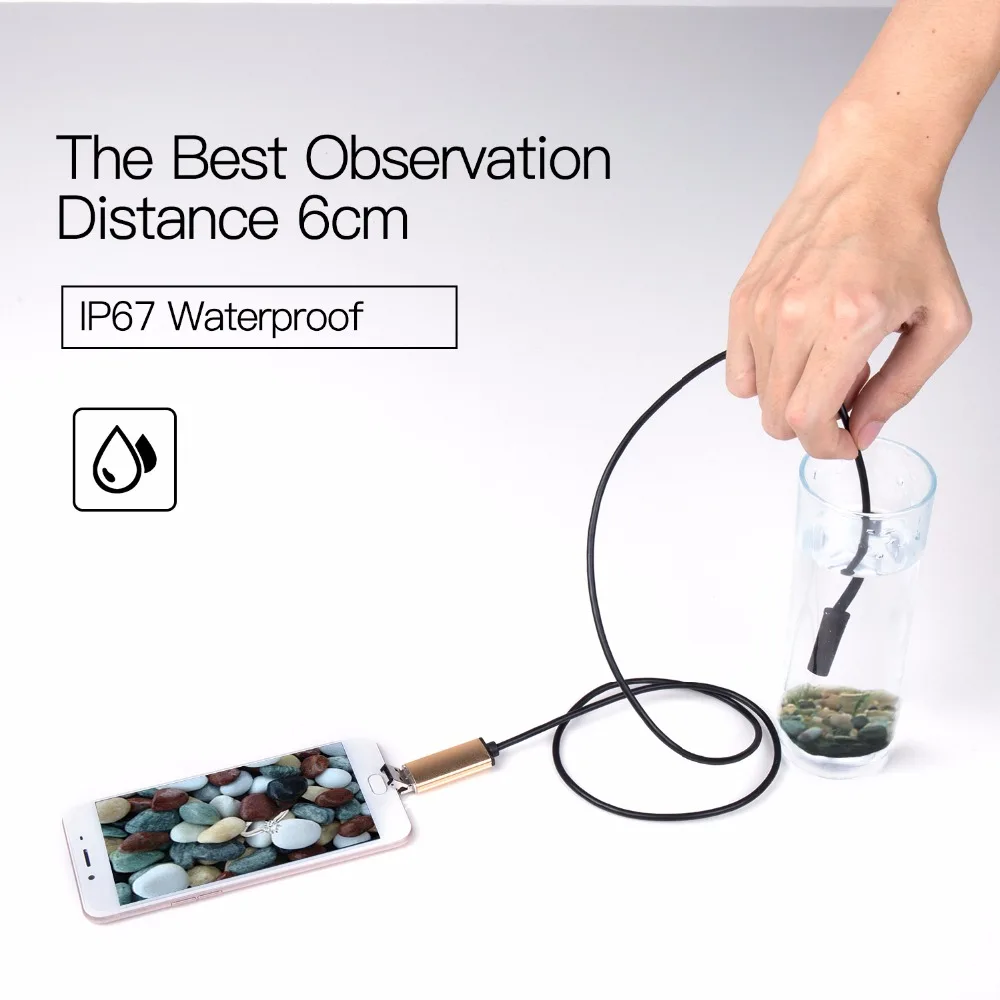 Портативный водонепроницаемый usb эндоскоп IP67 5 мм Android камера мини видео гибкий