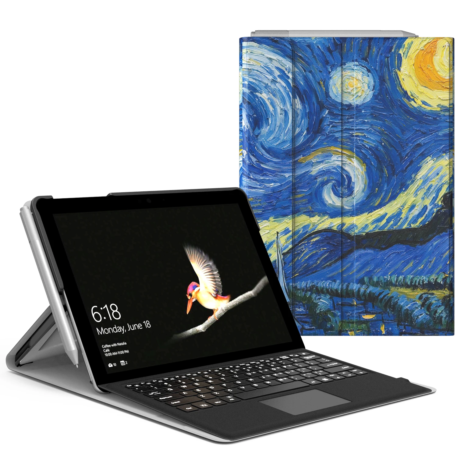 Чехол для microsoft Surface Go 10, несколько углов обзора Портфолио бизнес-Обложка с петля для карандаша для поверхности Go чехол