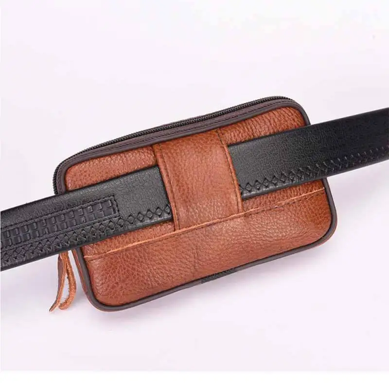 Мужская деловая сумка на пояс из искусственной кожи переносная однотонная