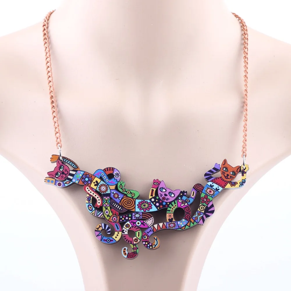 Ожерелье Bonsny с подвеской в виде кота акриловый бренд аксессуары для осени и зимы